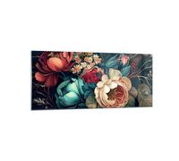 Quadri Moderni Soggiorno Fiori Shabby Chic Classico Quadro su Vetro 120x50cm Stampe da Parete in Vetro Camera da Letto Cucina 1 pezzo Wall Art Grandi Decorazione Murale Grafica Immagini GAB120x50-5758
