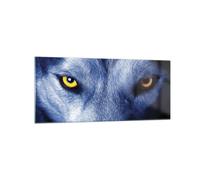 Quadro su Vetro 120x50cm Guarda il lupo gli occhi Stampe Immagini Moderni Murale