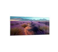 Quadro su Vetro 120x50cm Lavanda Orizzonte Paesaggio Stampe Moderni Murale