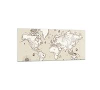 Quadro su Vetro 120x50cm Mappa mondo classico continenti Stampe Moderni Murale