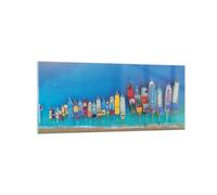 Quadro su Vetro 120x50cm Navi Spiaggia Prospettiva Stampe Moderni Murale