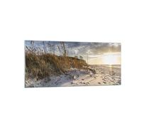 Quadro su Vetro 120x50cm Sabbia Erba Mare Stampe Immagini Quadri Moderni Murale