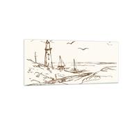 Quadro su Vetro 120x50cm Schizzo Costa Lanterna Stampe Immagini Moderni Murale