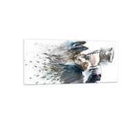 Quadro su Vetro 120x50cm testa illusione binocolo uomo Stampe Moderni Murale