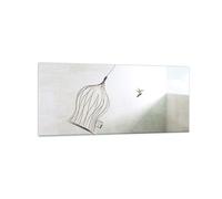 Quadro su Vetro 120x50cm Volo uccello gabbia Stampe Immagini Moderni Murale