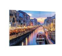 Quadro su Vetro 120x80cm Canale Grande Serata Stampe Immagini Moderni Murale