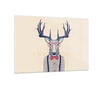 Quadro su Vetro 120x80cm Carattere cervi pantaloni a vita bassa Murale