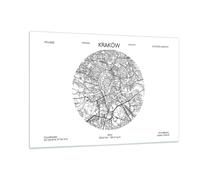 Quadro su Vetro 120x80cm Carta Geografica Cracovia Polonia Stampe Moderni Murale