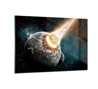 Quadro su Vetro 120x80cm Cataclismo Apocalisse Cometa Esplosione Stampe Murale