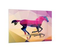 Quadro su Vetro 120x80cm Cavallo animali geometria diamante Stampe Murale