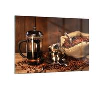 Quadro su Vetro 120x80cm Chicchi di caffè caffè tostato tazza Stampe Murale