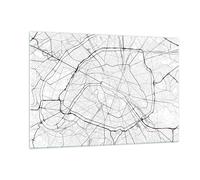 Quadro su Vetro 120x80cm Città mappa Parigi Stampe Immagini Moderni Murale