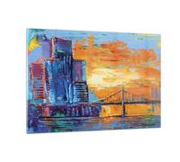 Quadro su Vetro 120x80cm Città Ponte Impasto Stampe Immagini Moderni Murale