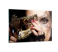 Quadro su Vetro 120x80cm Donna moda venezia maschera Stampe Moderni Murale