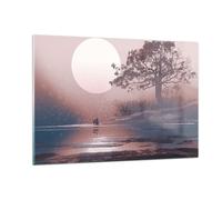Quadro su Vetro 120x80cm Luna coppia albero Stampe Immagini Moderni Murale