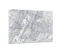 Quadro su Vetro 120x80cm New York mappa Stampe Immagini Quadri Moderni Murale