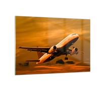 Quadro su Vetro 120x80cm Passeggeri aerei aerei ali Stampe Moderni Murale