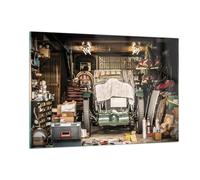 Quadro su Vetro 120x80cm Storico Auto Garage Stampe Immagini Moderni Murale