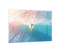 Quadro su Vetro 120x80cm Surf onda luce Stampe Immagini Quadri Moderni Murale