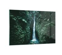 Quadro su Vetro 120x80cm Tropici Cascate Giungla Stampe Immagini Moderni Murale
