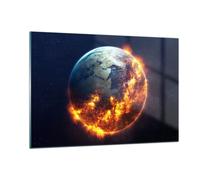 Quadro su Vetro 120x80cm Universo Terra Fuoco globo Stampe Moderni Murale