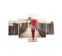 Quadro su Vetro 125x70cm Birmania ombrellone ponte Stampe Moderni Murale