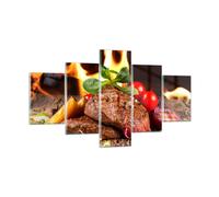 Quadro su Vetro 125x70cm Cibo legno fuoco bistecca Stampe Moderni Murale