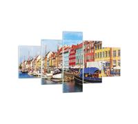 Quadro su Vetro 125x70cm Copenaghen Nahavn Navi Stampe Immagini Moderni Murale