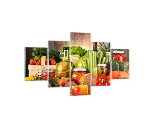 Quadro su Vetro 125x70cm Il cibo verdure broccoli carne Stampe Moderni Murale