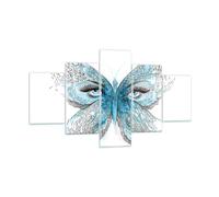 Quadro su Vetro 125x70cm illustrazione fronte farfalla ciglio Stampe Murale