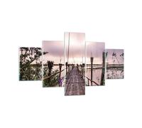 Quadro su Vetro 125x70cm Ponte Lago Torcia Stampe Immagini Quadri Moderni Murale