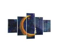 Quadro su Vetro 125x70cm Ragazza Su La Luna Stampe Immagini Moderni Murale