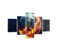 Quadro su Vetro 125x70cm Universo Terra Fuoco globo Stampe Moderni Murale