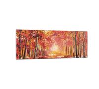 Quadro su Vetro 140x50cm Autunno Foresta Rosso Stampe Immagini Moderni Murale