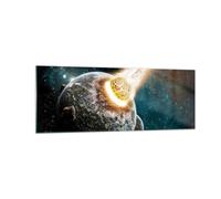 Quadro su Vetro 140x50cm Cataclismo Apocalisse Cometa Esplosione Stampe Murale