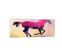 Quadro su Vetro 140x50cm Cavallo animali geometria diamante Stampe Murale