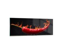 Quadro su Vetro 140x50cm Chilli Paprika biologica l'agricoltura Stampe Murale