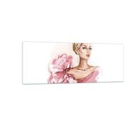 Quadro su Vetro 140x50cm Donna artista moda Stampe Immagini Moderni Murale
