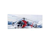 Quadro su Vetro 140x50cm Elicottero montagne picco inverno Stampe Moderni Murale