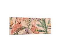 Quadro su Vetro 140x50cm Fenicotteri piante uccelli esotici Stampe Murale