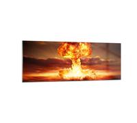 Quadro su Vetro 140x50cm Guerra bomba nucleare funghi apocalisse Stampe Murale