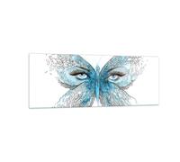 Quadro su Vetro 140x50cm illustrazione fronte farfalla ciglio Stampe Murale