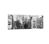 Quadro su Vetro 140x50cm In bianco e nero Amsterdam barche Stampe Moderni Murale