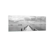 Quadro su Vetro 140x50cm Legno ponte mare Stampe Immagini Quadri Moderni Murale