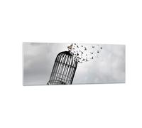 Quadro su Vetro 140x50cm Libertà gabbia uccelli Stampe Immagini Moderni Murale