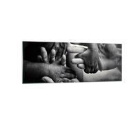 Quadro su Vetro 140x50cm Mani tolleranza comunità Stampe Immagini Moderni Murale