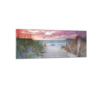 Quadro su Vetro 140x50cm Spiaggia sabbia uccelli Stampe Immagini Moderni Murale