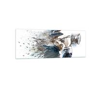 Quadro su Vetro 140x50cm testa illusione binocolo uomo Stampe Moderni Murale