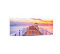 Quadro su Vetro 140x50cm Tramonto acqua ponte orizzonte Stampe Moderni Murale