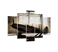 Quadro su Vetro 150x100cm Aerospazio Hangar volo storico Stampe Moderni Murale